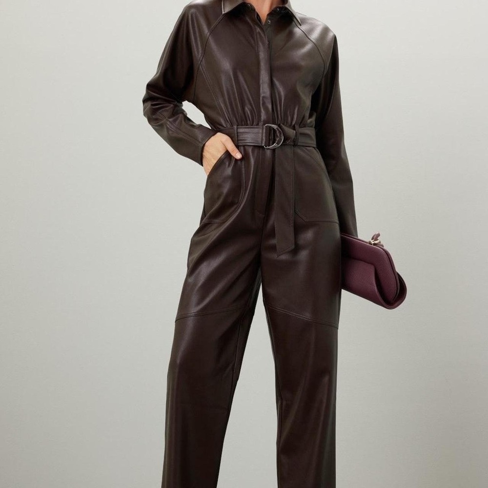 Marissa Webb leather boiler jumpsuit size 4 RETAILS $425
